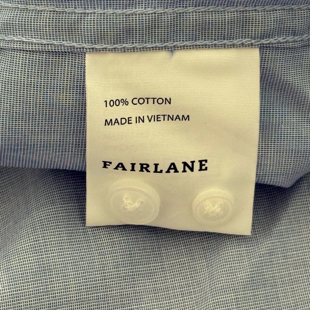 Fairlane Wrinkle Free Easy Care Oxford Dress Shirt Blue Cotton Med Slim Fit NWT - Picture 6 of 12